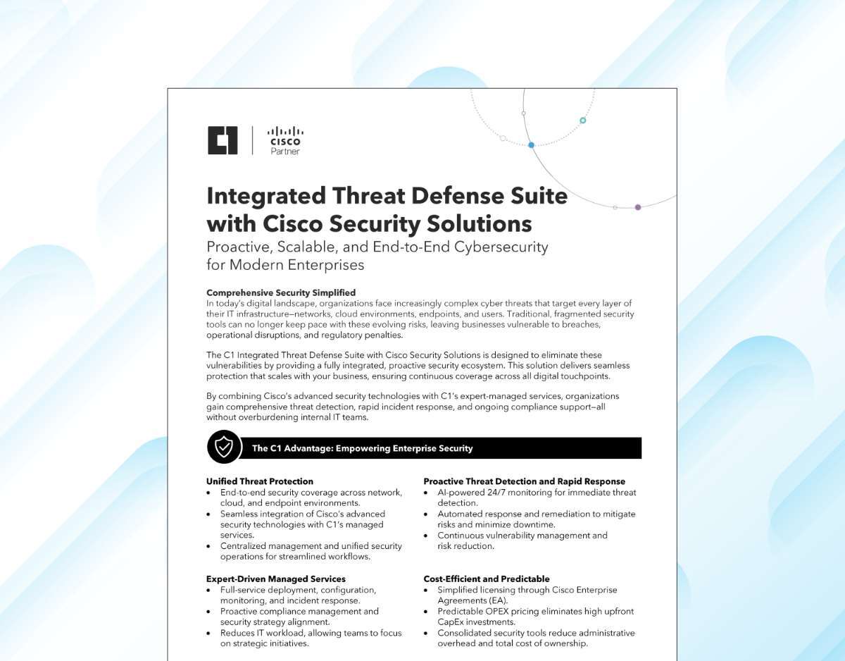 Preview of C1 Integrated Threat Defense Suite with Cisco Security Solutions Datasheet